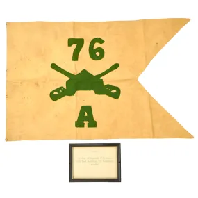 Original U.S. Korean War-Era 76th Tank Battalion Swallowtail Guidon with Plaque - Formerly Part of the A.A.F. Tank Museum