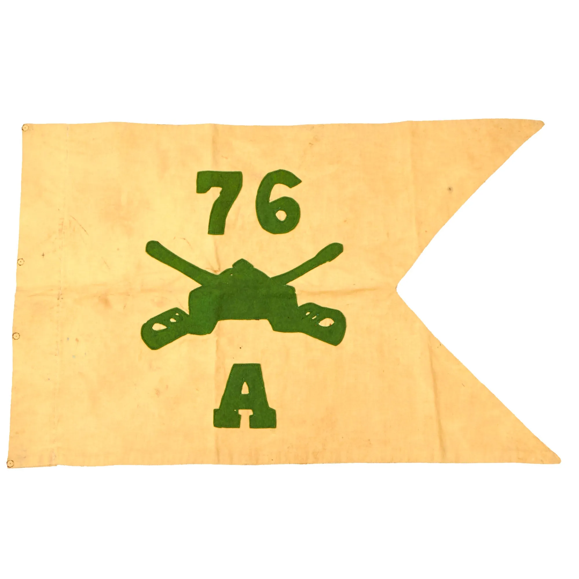 Original U.S. Korean War-Era 76th Tank Battalion Swallowtail Guidon with Plaque - Formerly Part of the A.A.F. Tank Museum