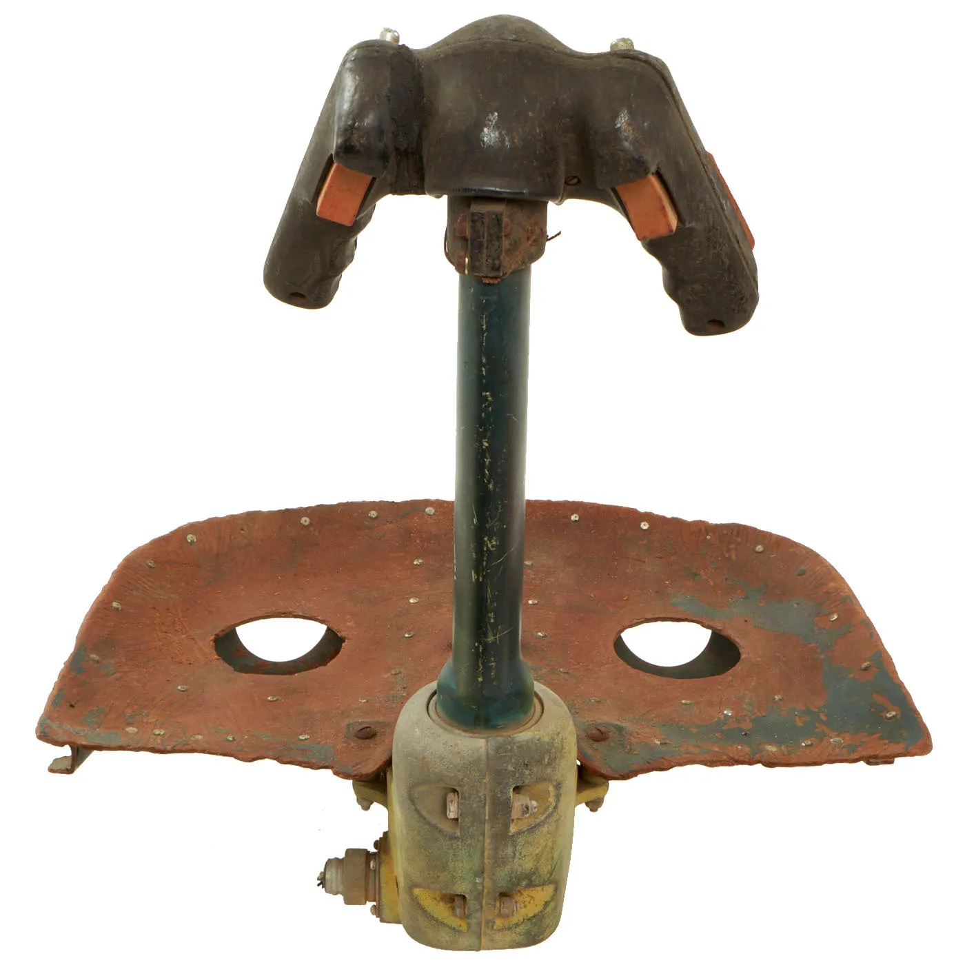 Original U.S. WWII B-24 Bombardier Chin Turret Seat With .50 Cal Ammunition Box And Flexible Feed Chute - 3 Items