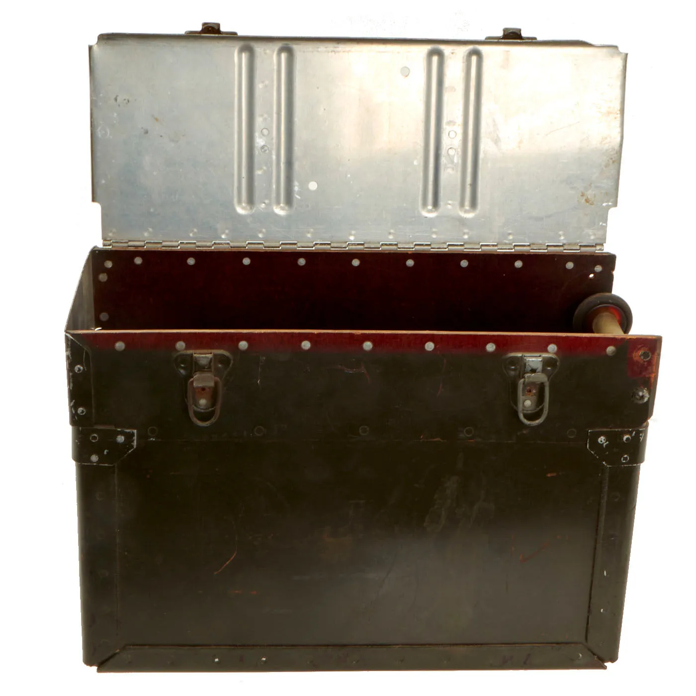 Original U.S. WWII B-24 Bombardier Chin Turret Seat With .50 Cal Ammunition Box And Flexible Feed Chute - 3 Items