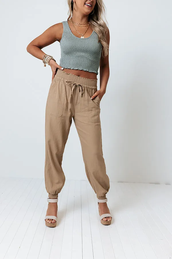 Parisian Countryside High Waist Joggers In Khaki