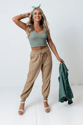 Parisian Countryside High Waist Joggers In Khaki