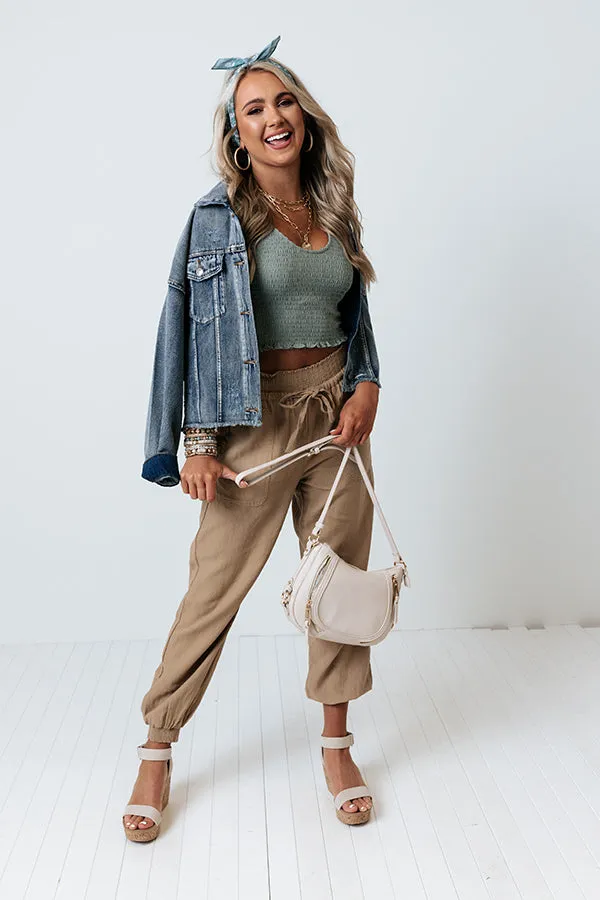 Parisian Countryside High Waist Joggers In Khaki