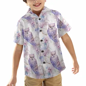 Pastel Owls  Little Boys Hawaiian Shirt