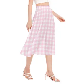 Pink Gingham Skirt, Pink Midi Skirt, Pink Skirt, Retro Skirt, 50s inspired skirt, Pink Aline skirt