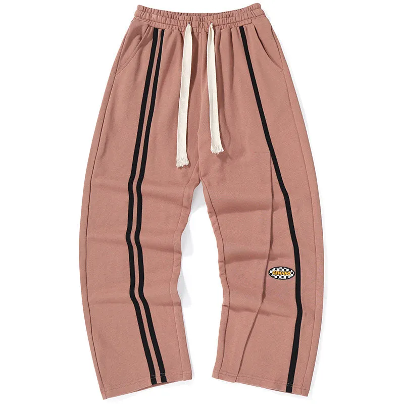 Plain Stripe Label Casual Pants