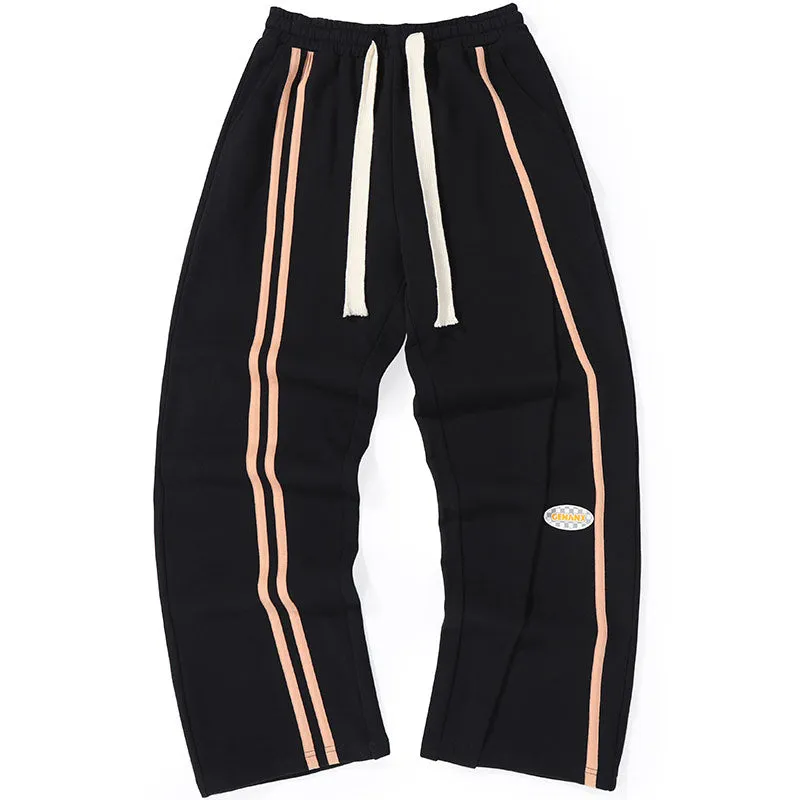 Plain Stripe Label Casual Pants