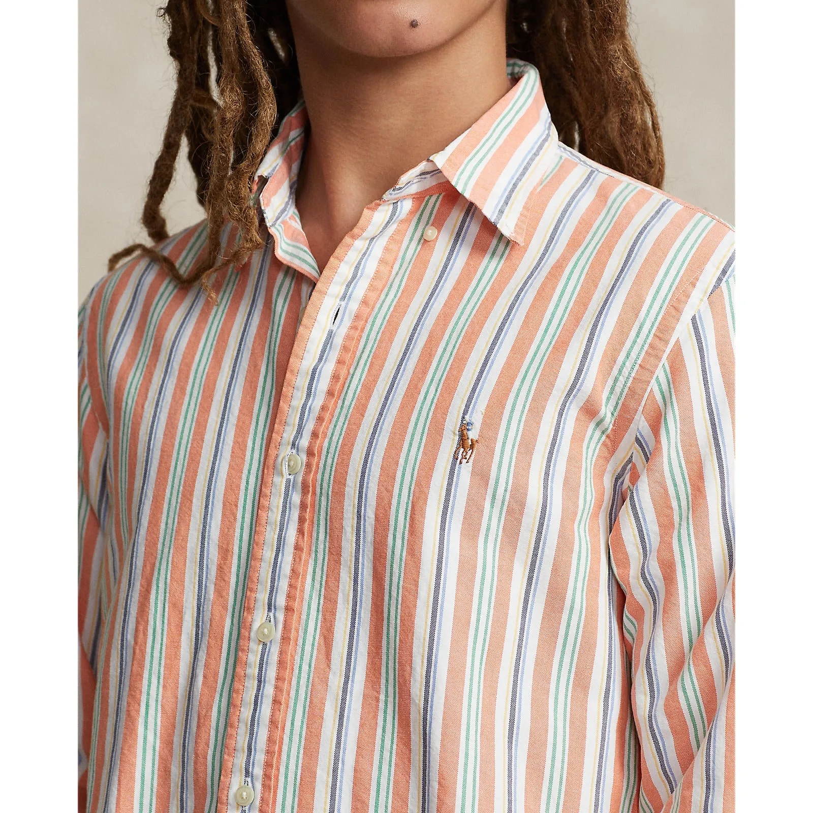 Polo Ralph Lauren - Oxford Shirt - Stripe - Orange, White, Multi