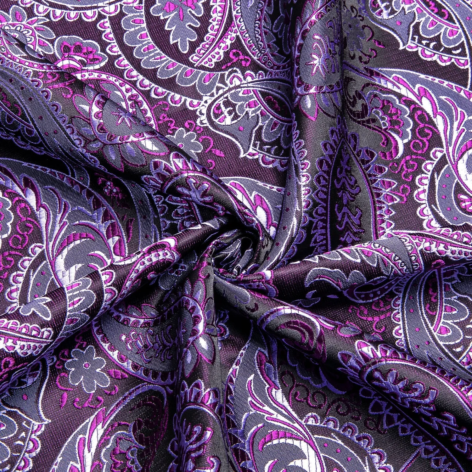 Purple and Black Paisley Short Sleeve Dress Shirt