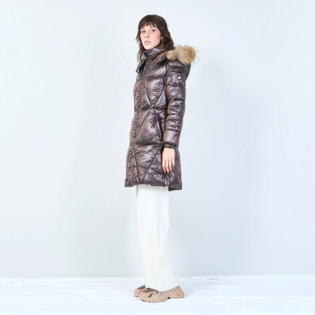 Quilted puffer jacket with hood wholesale