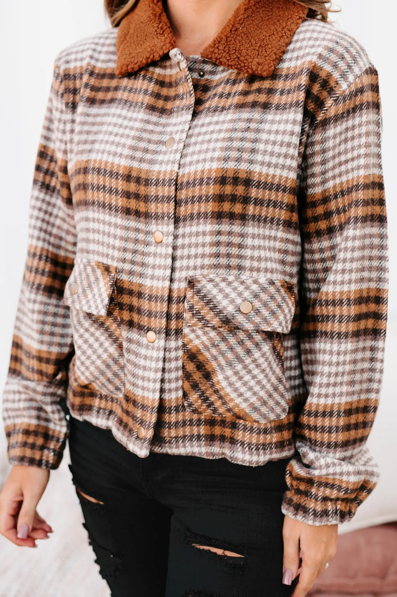 "London Calling" Lightweight Plaid Jacket (Dark Brown Combo)