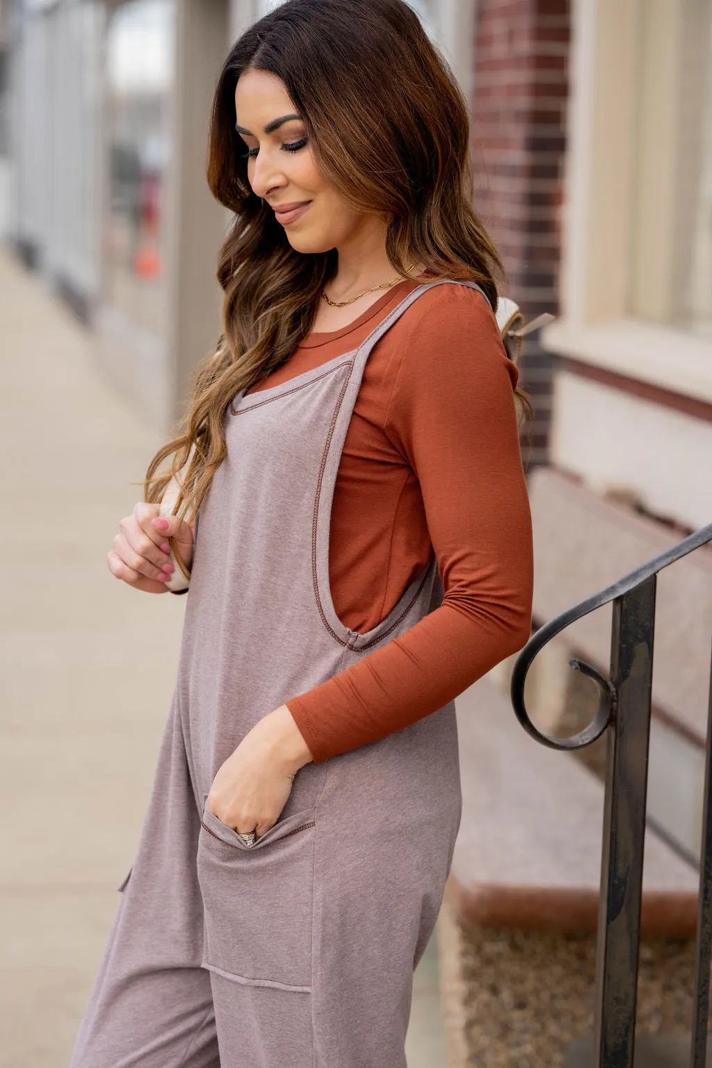 Raw Stitched Sweatshirt Jumpsuit