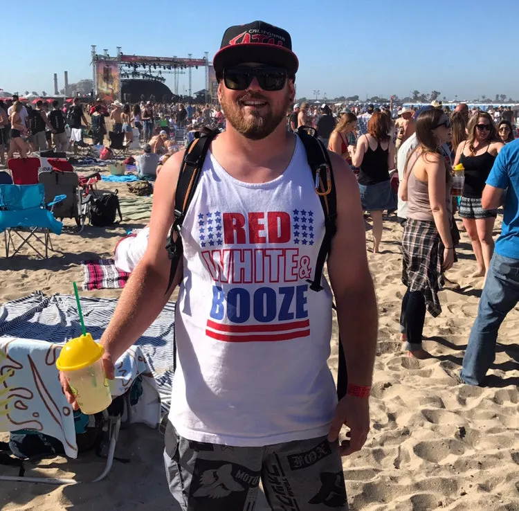 RED WHITE AND BOOZE MEN'S TANK