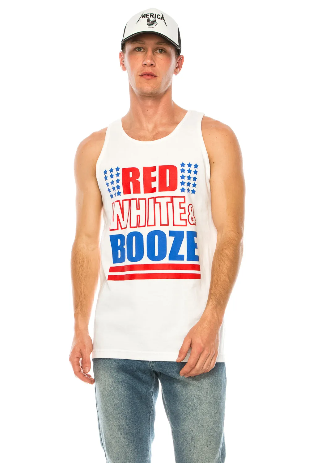 RED WHITE AND BOOZE MEN'S TANK