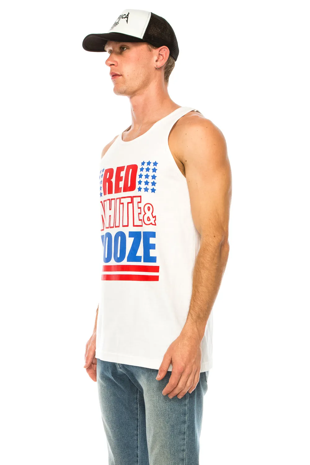 RED WHITE AND BOOZE MEN'S TANK