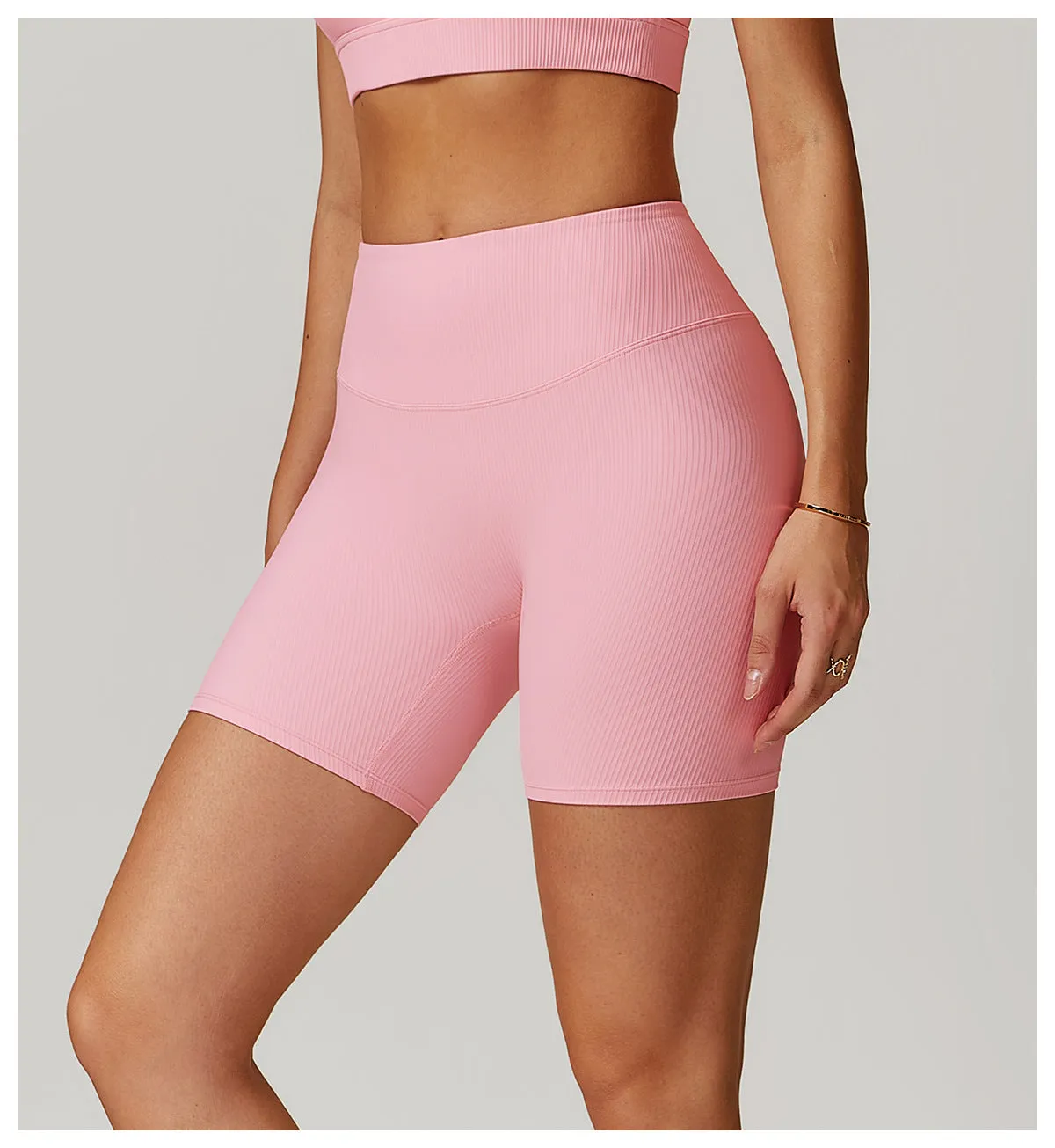 Ribbed High-Waist Sculpting Yoga Shorts