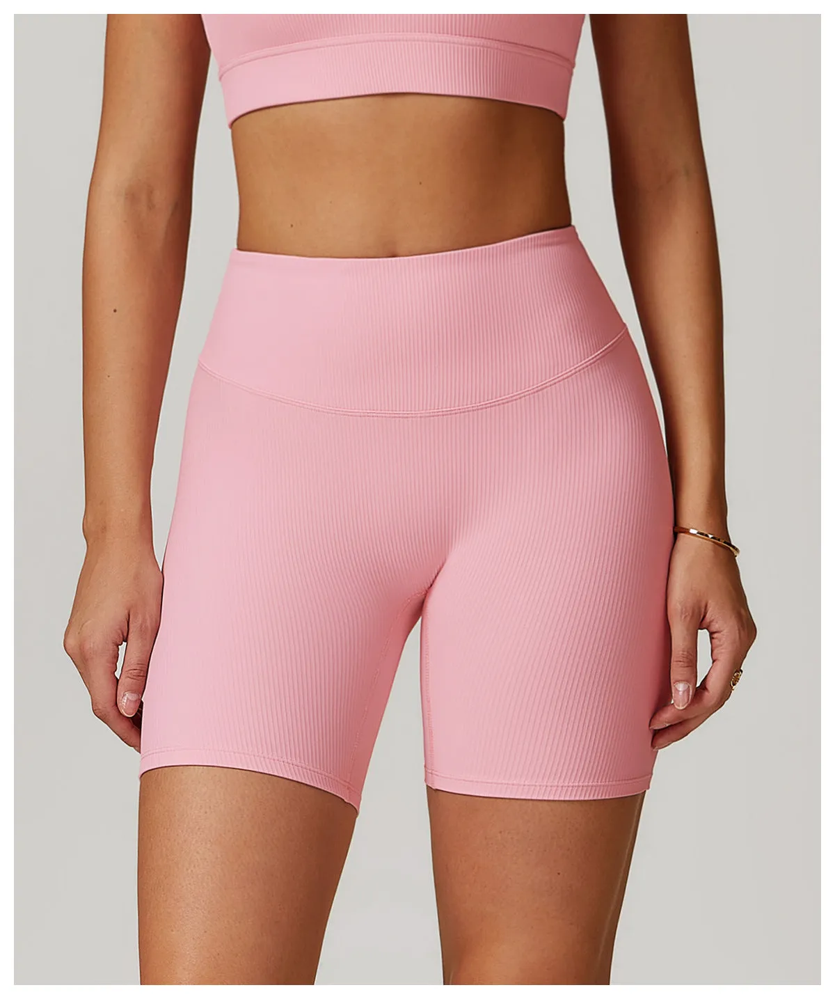 Ribbed High-Waist Sculpting Yoga Shorts