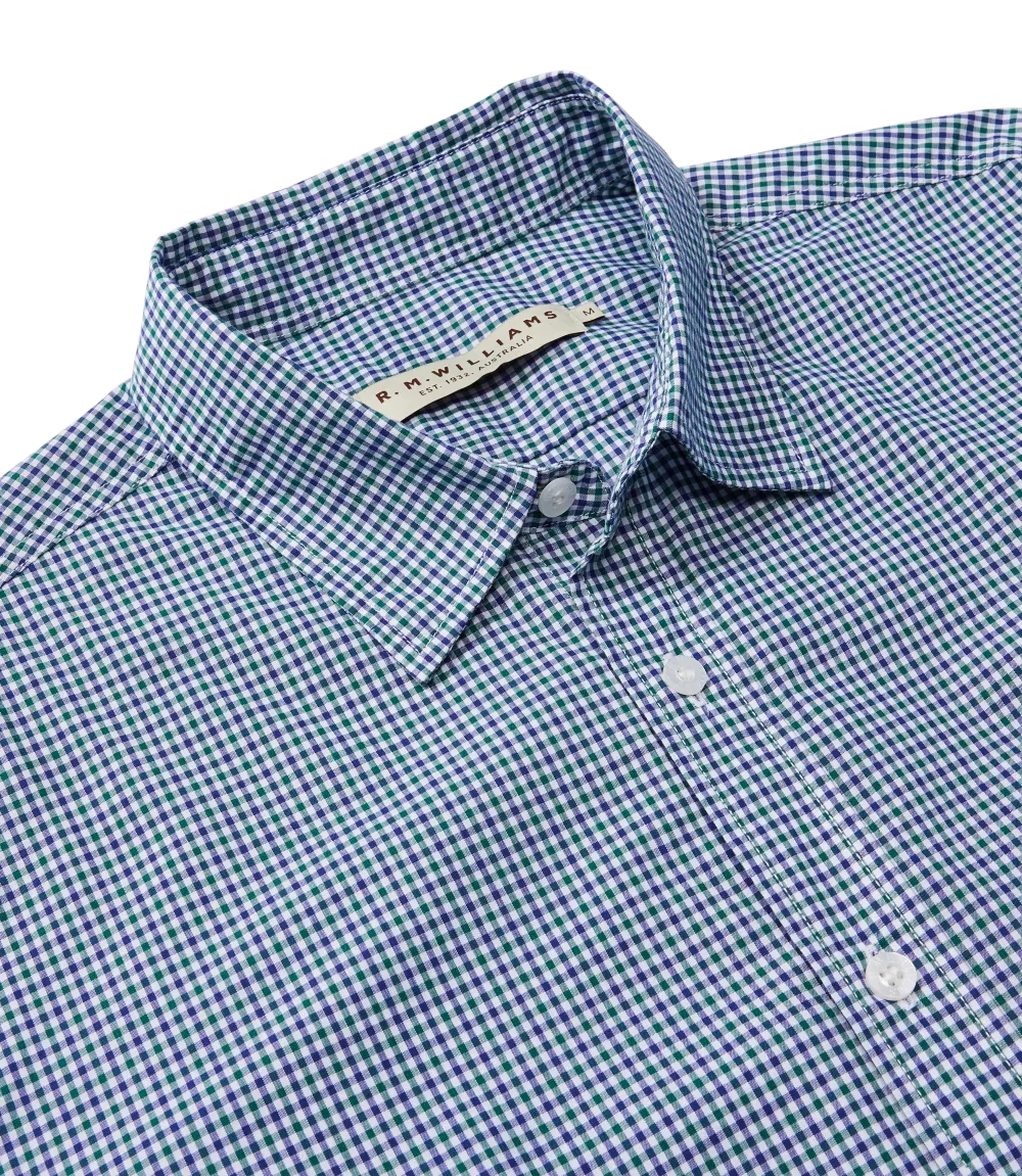 R.M.Williams - Regular Shirt - Poplin - Check - Green, Blue & White