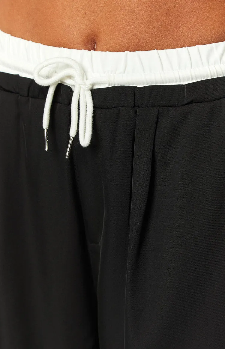 Sable Black Contrast Waistband Pants