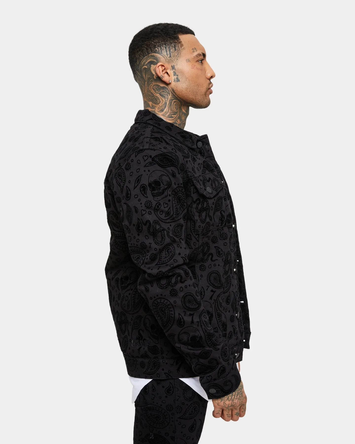 Saint Morta Paisley Skulls Sherpa Jacket Black/Black