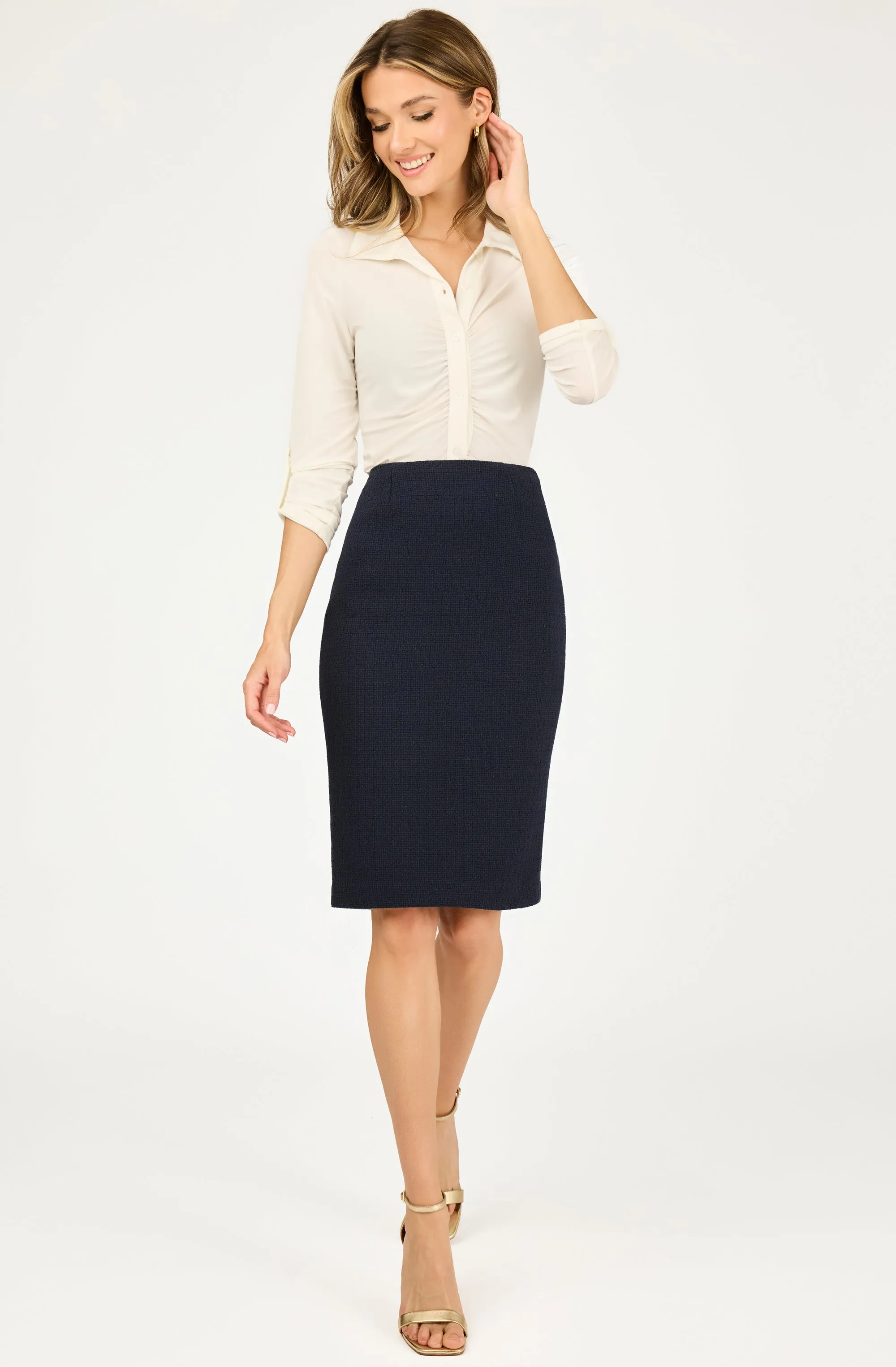 Seamless Fitted Bouclé Pencil Skirt