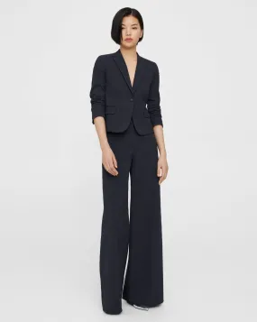 Seersucker High-Waist Wide-Leg Pant - Navy