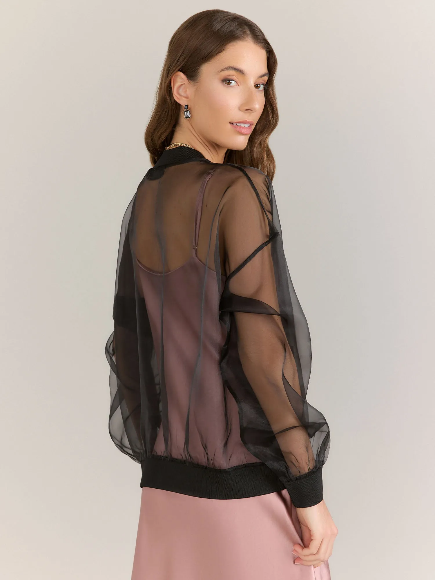 Sheer Organza Bomber Jacket