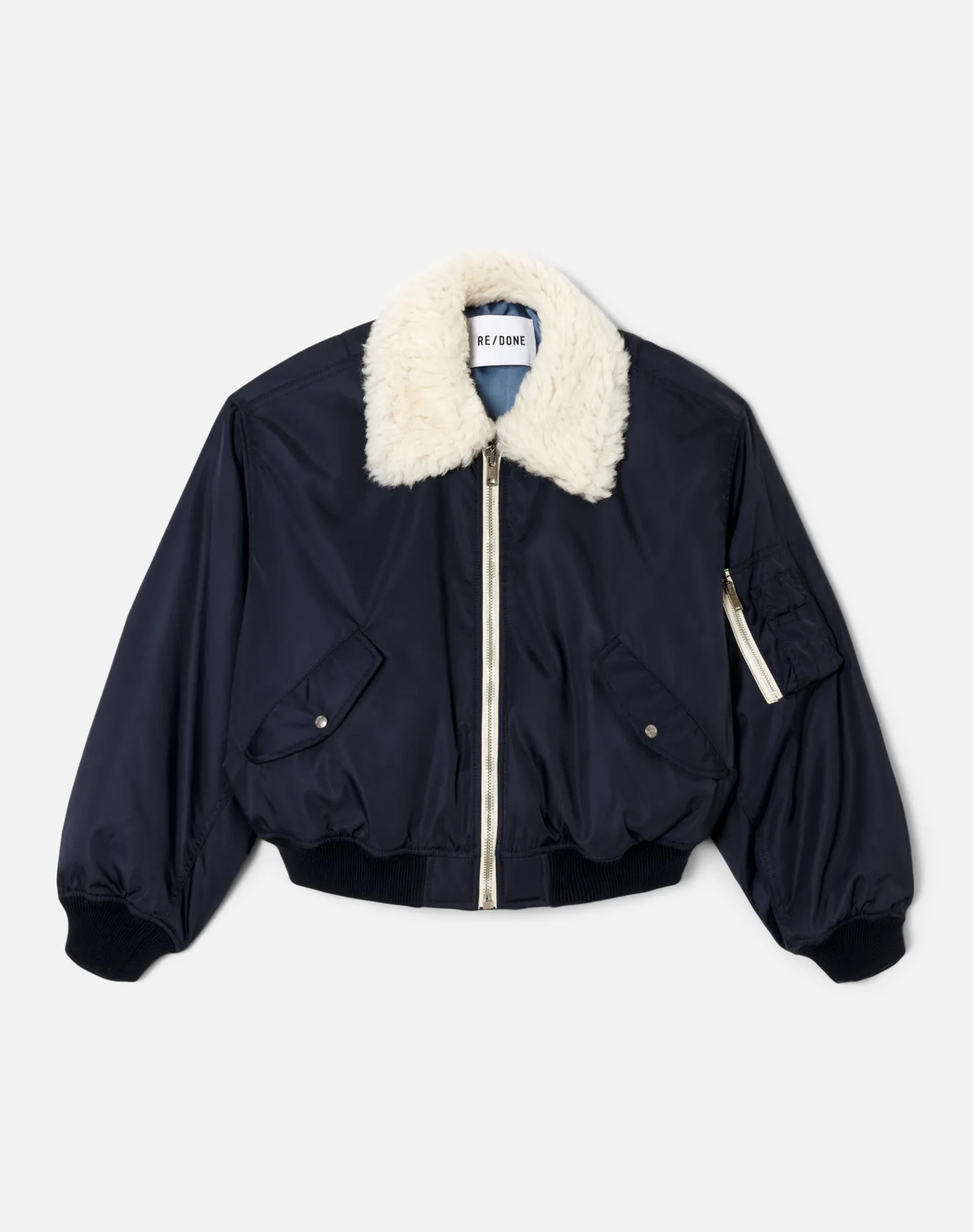 Shrunken Bomber Jacket | Navy Blue