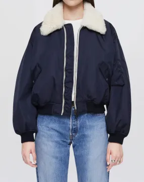 Shrunken Bomber Jacket | Navy Blue