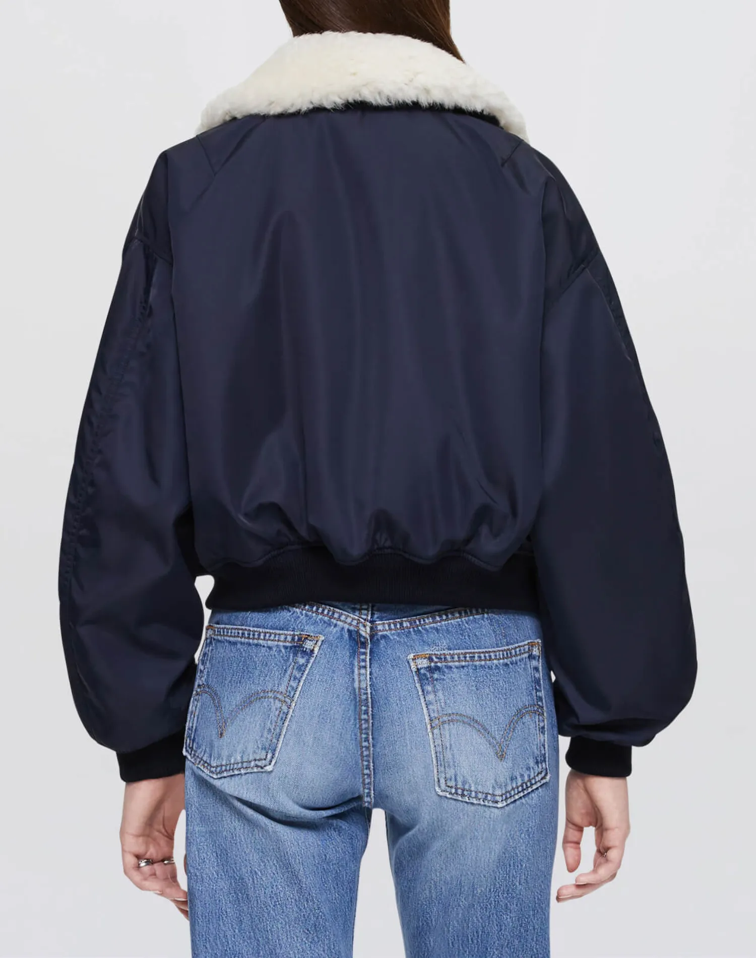 Shrunken Bomber Jacket | Navy Blue