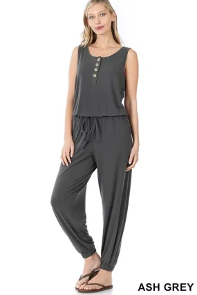 Sleeveless Jogger Jumpsuit - grey