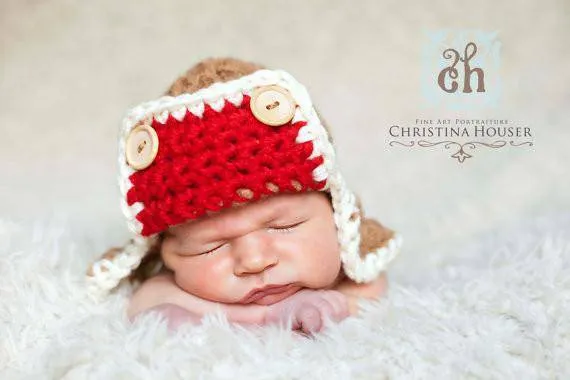 Sock Monkey Newborn Aviator Hat