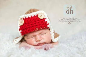 Sock Monkey Newborn Aviator Hat