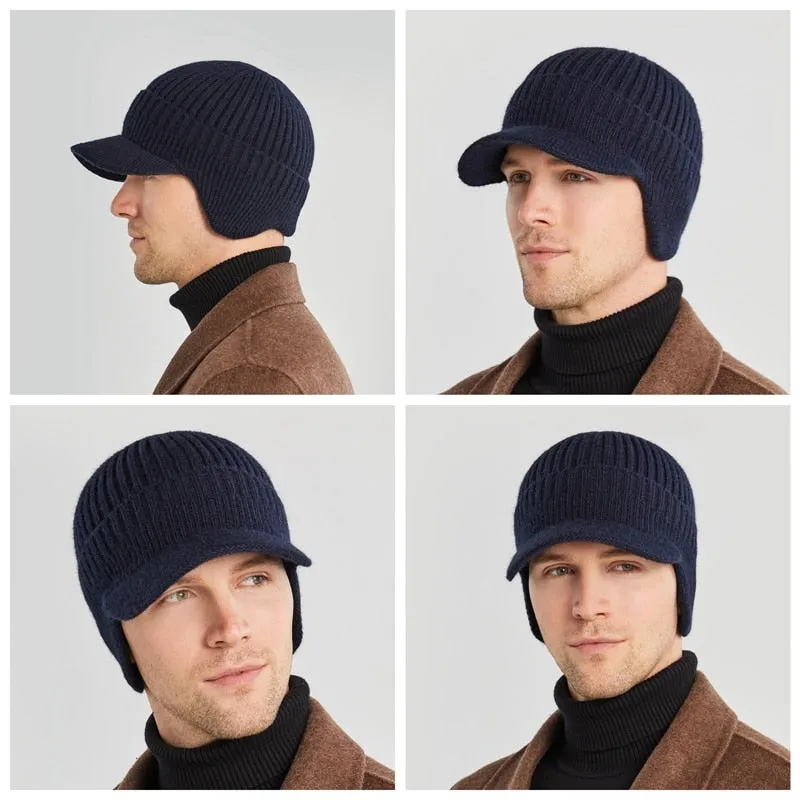 Spring Winter Bomber Hats Russian Earflap Elastic Warm Soft Knitwear Women Men Outdoor Skiing Slouchy Knitted Cap Casual Hat