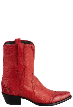 Stallion Women's Smooth Ostrich & Alligator Boots - Red