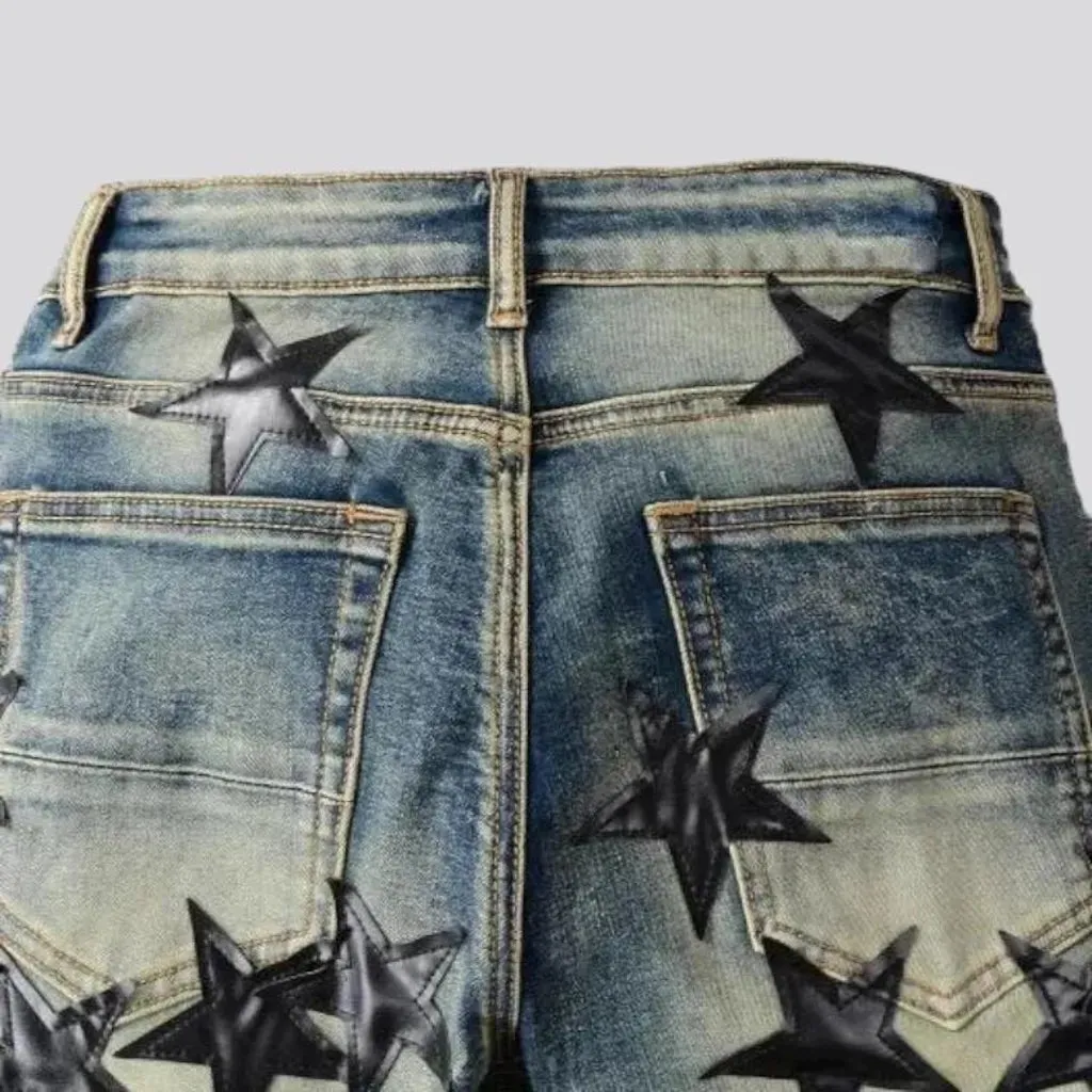 Stars-embroidery embroidered jeans