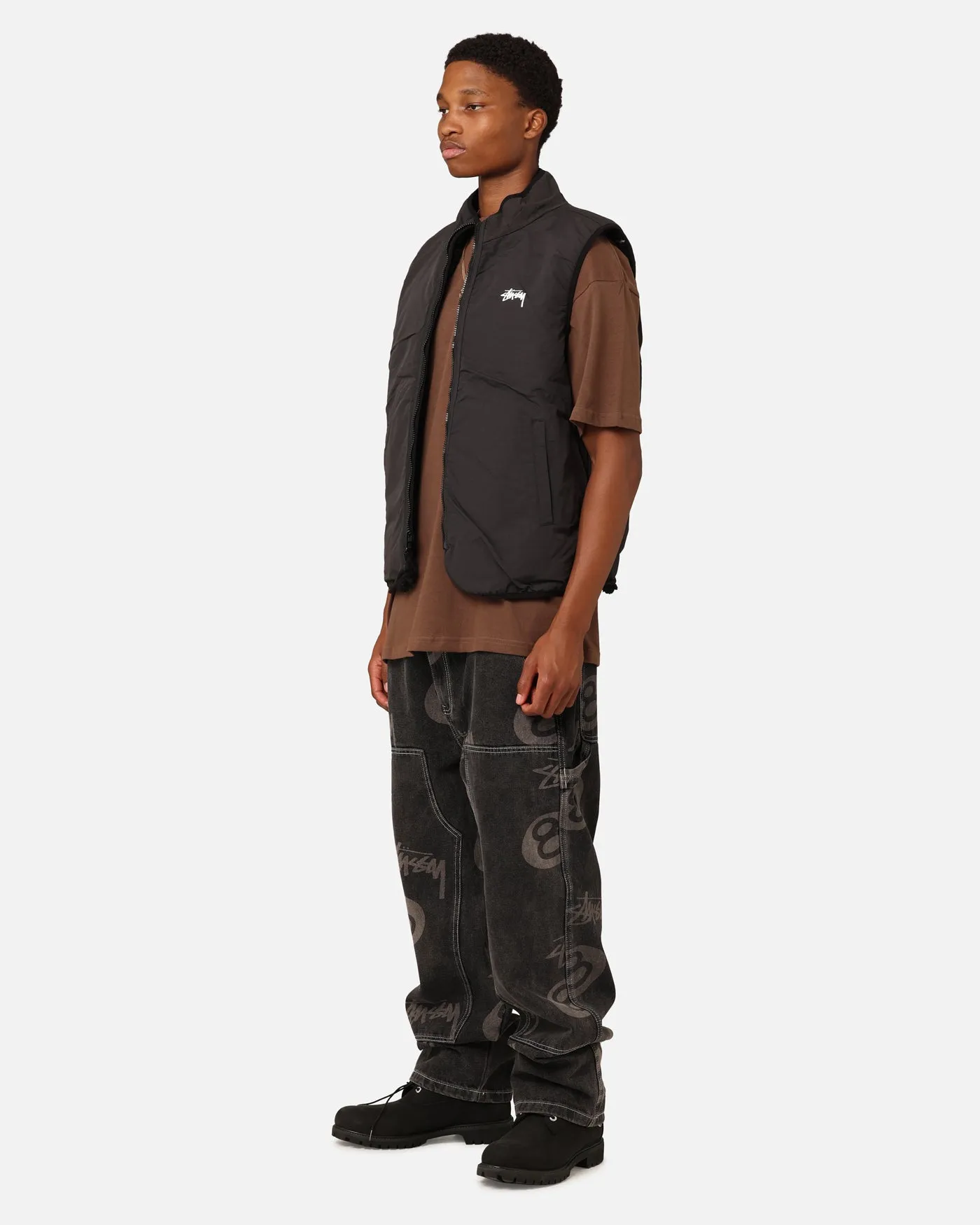 Stüssy 8 Ball Sherpa Reversible Vest Black