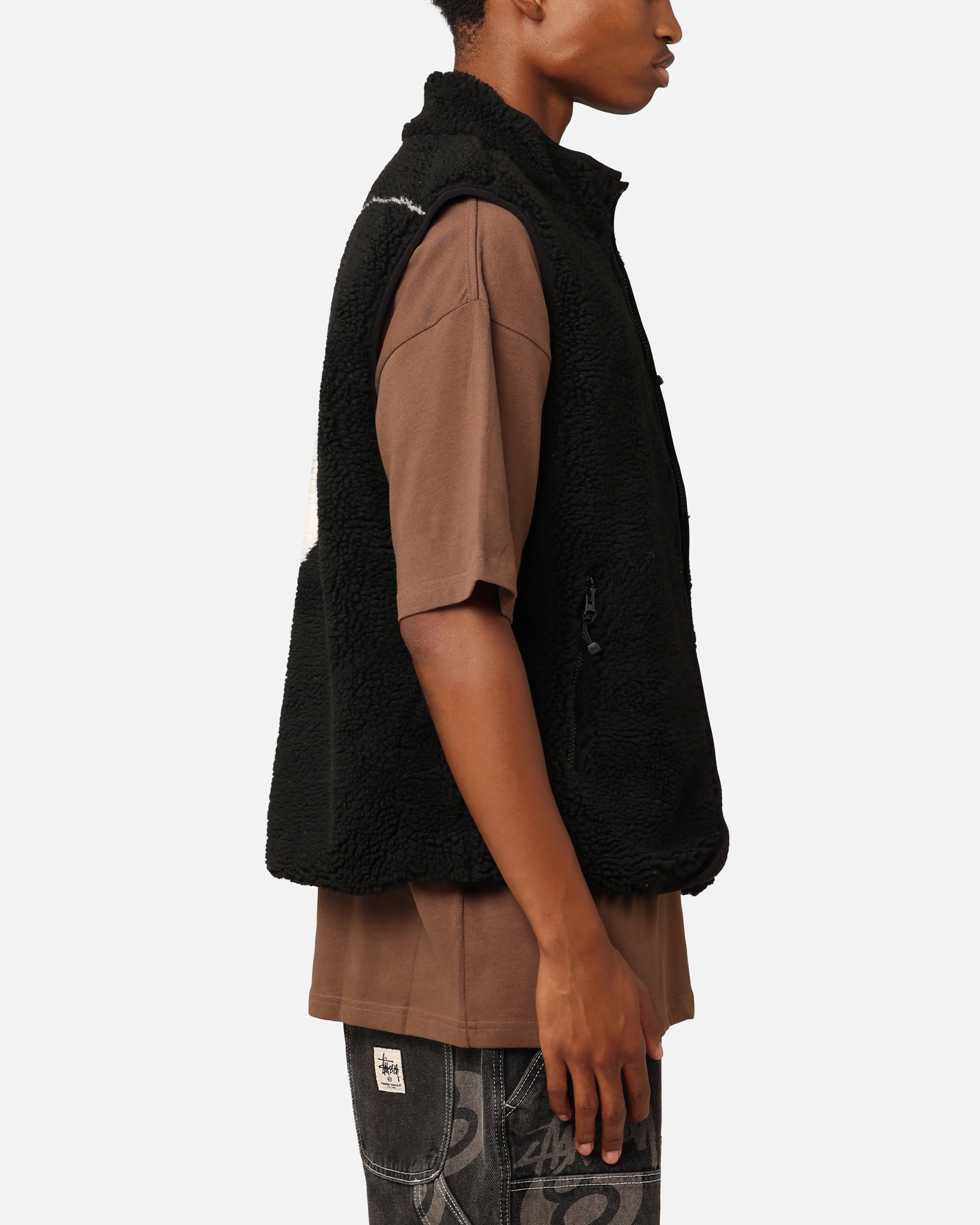 Stüssy 8 Ball Sherpa Reversible Vest Black