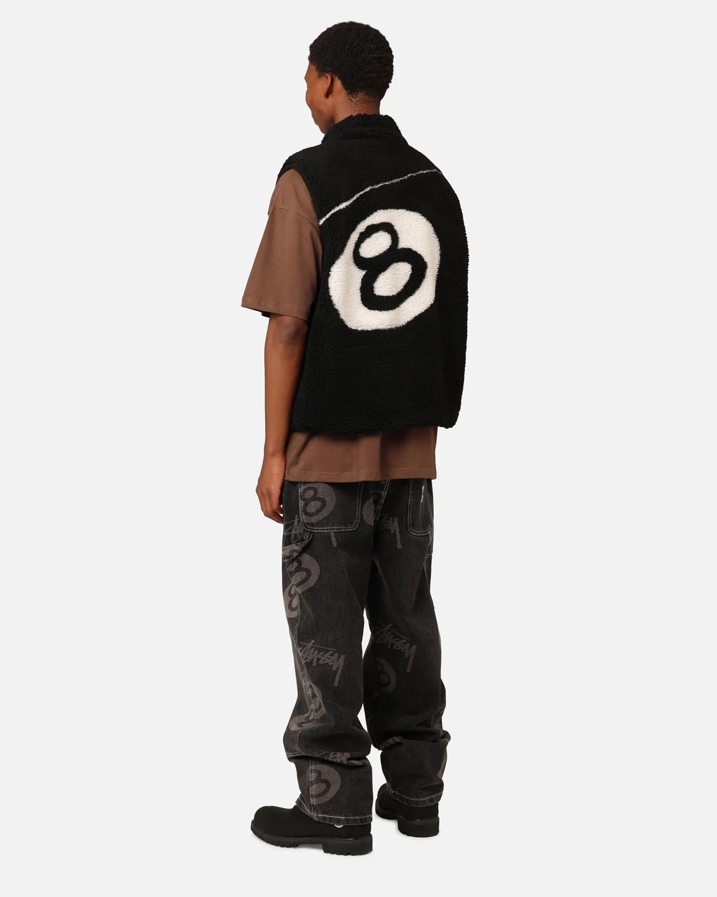 Stüssy 8 Ball Sherpa Reversible Vest Black