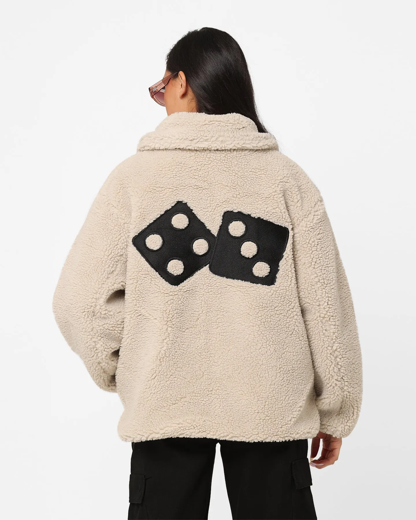 Stussy Women's Dice Sherpa Jacket Winter White