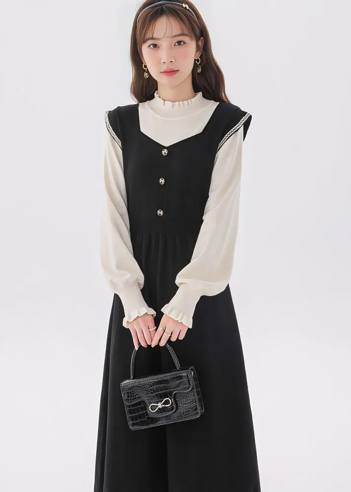 SWITCHED KNIT PATCHWORK DRESS