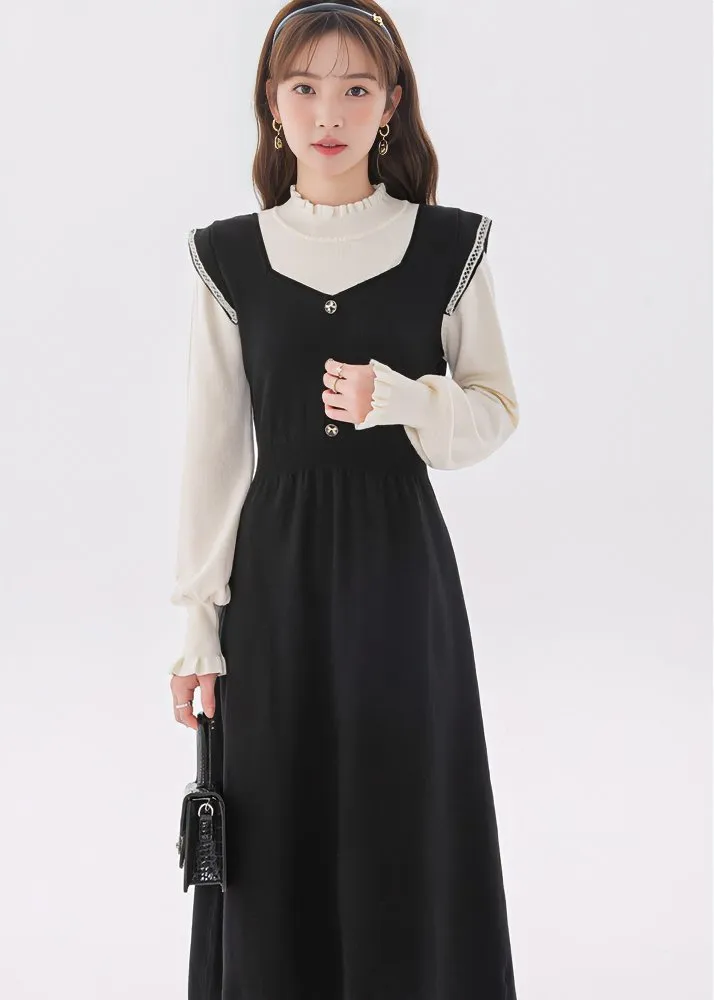 SWITCHED KNIT PATCHWORK DRESS