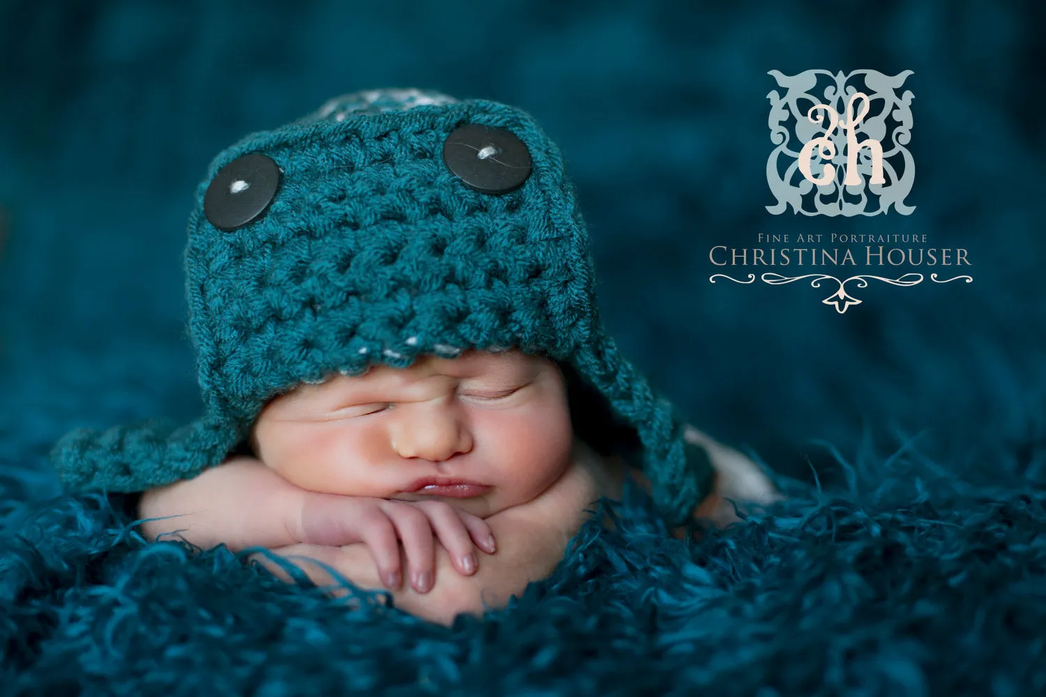 Teal Gray Newborn Aviator Hat