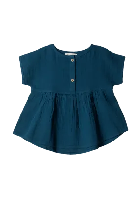 Tunic shirt Play of Colors Petrol-blue organic muslin