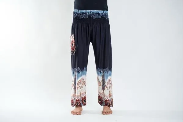 Unisex Solid Top Elephant Harem Pants in Black