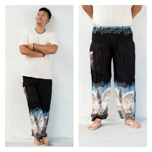 Unisex Solid Top Elephant Harem Pants in Black