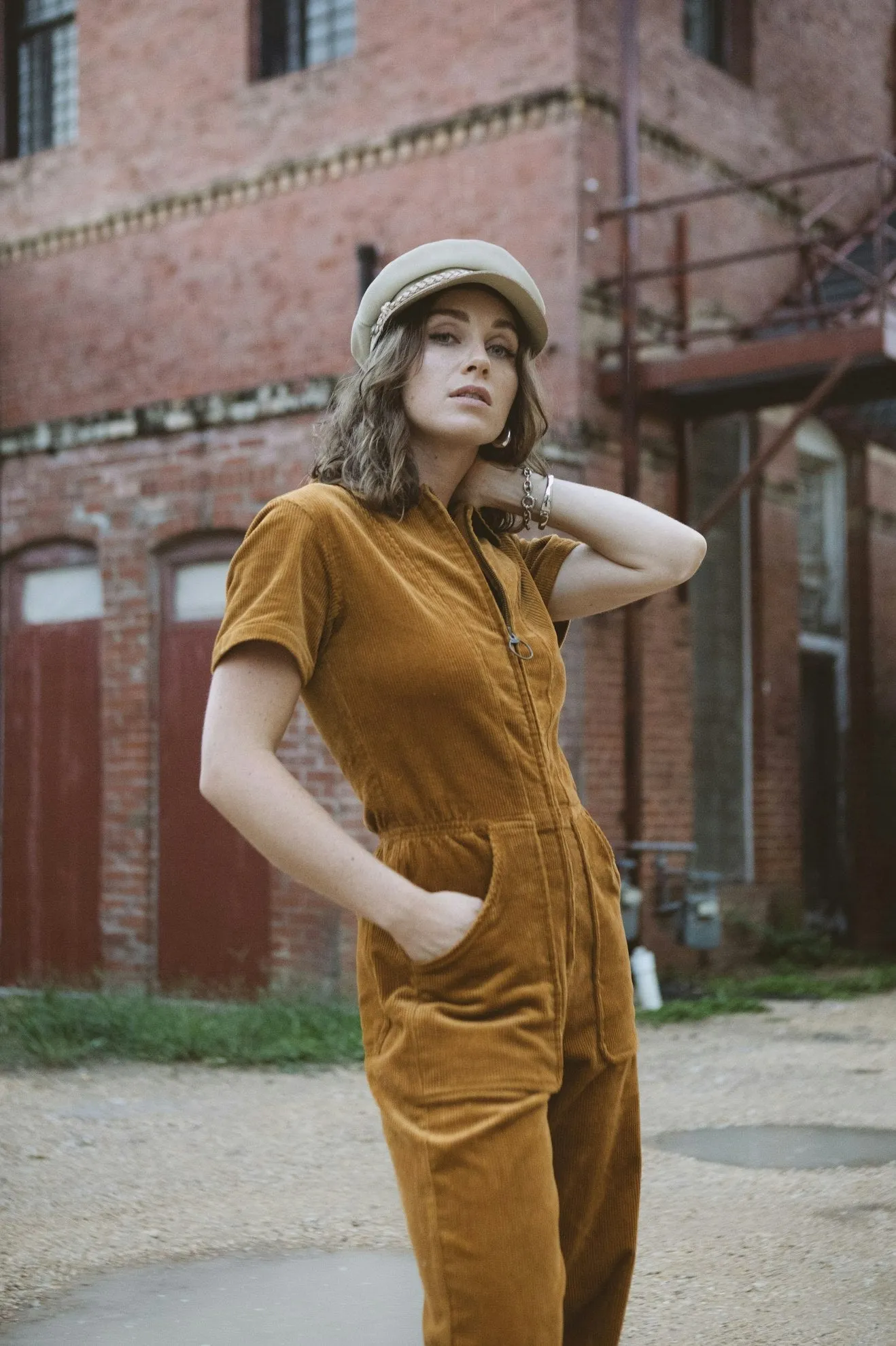 Utility Jumpsuit - Golden Brown Cord