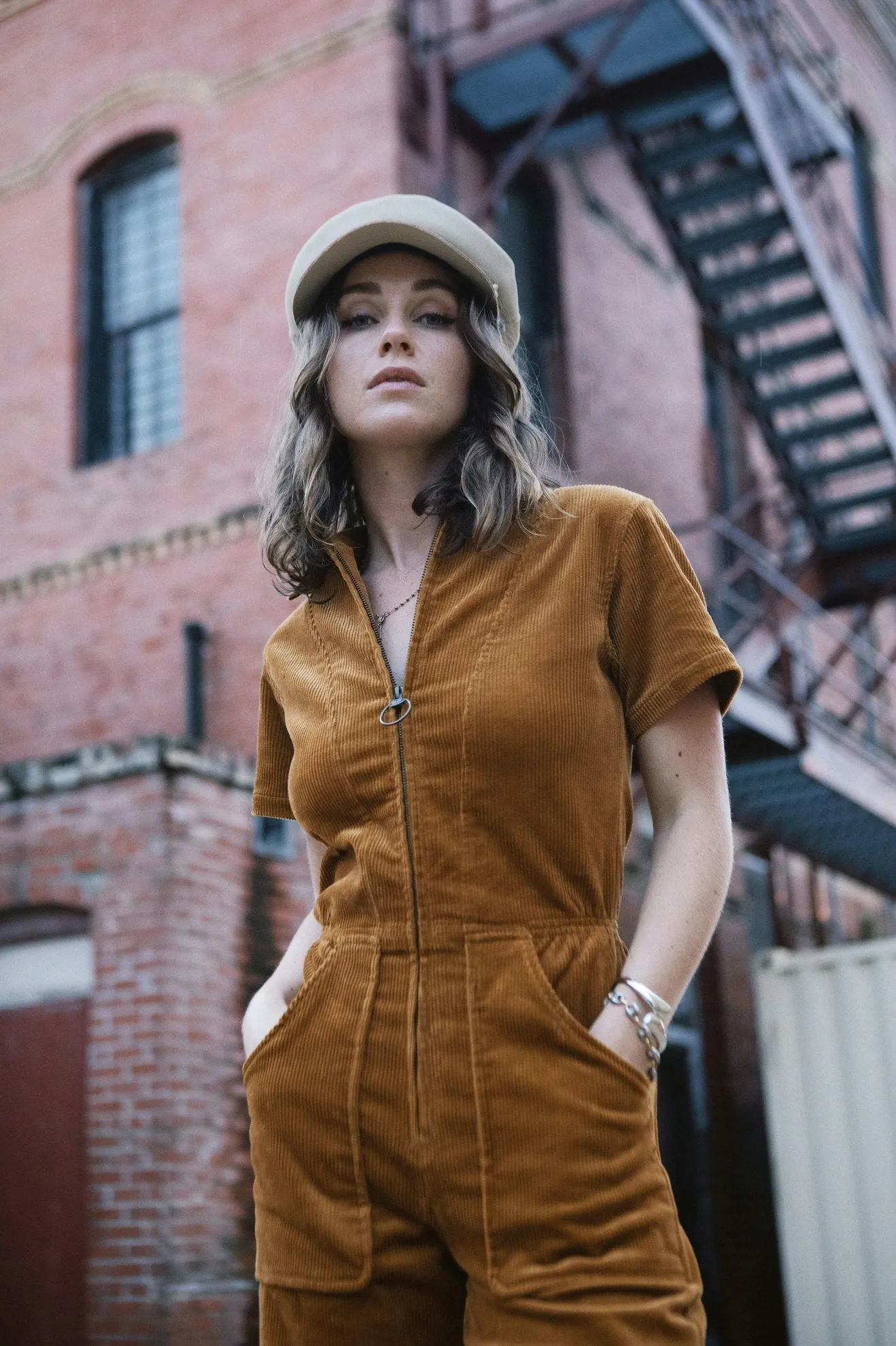 Utility Jumpsuit - Golden Brown Cord