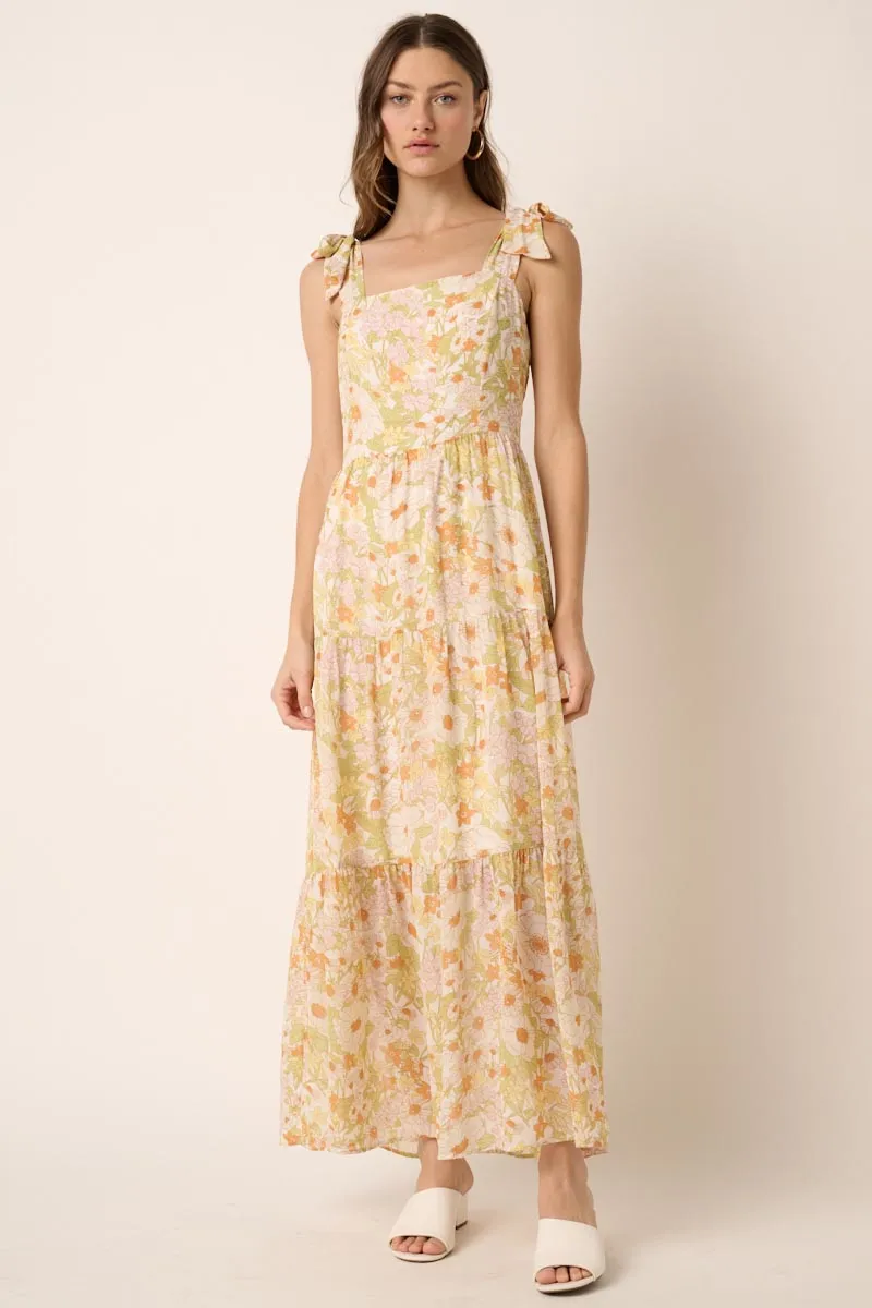 Vintage Floral Maxi Tie Dress