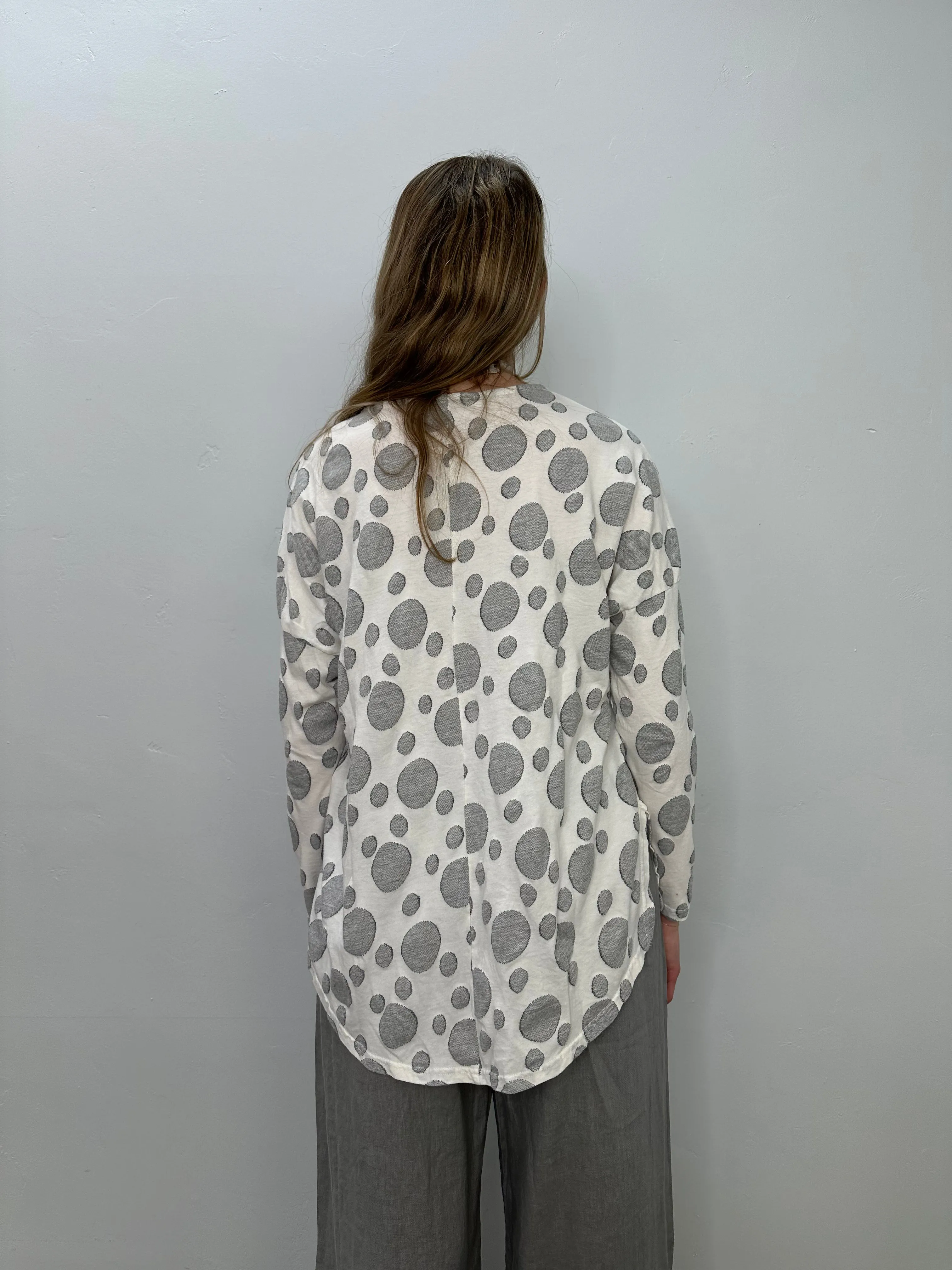 White Jacquard Dot Boxy Top